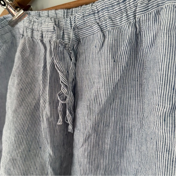 Poetry Linen Blue & White Striped Drawstring Shorts Size 16 Women’s - Picture 6 of 8
